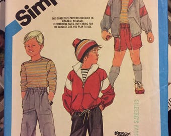 Boys' Pants, Pullover Top, and Jacket Sewing Pattern  Simplicity 6564  Size 3-5 Chest 22-24 inches Complete