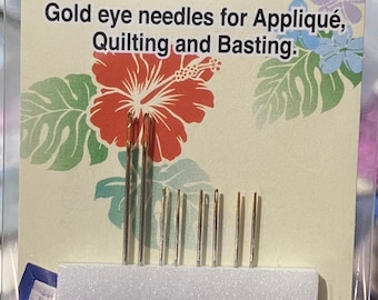Clover Hawaiian Quilting Needle Kit....Gold Eye Needles for Appliqué, Basting, and Quilting…Sewing and Quilting