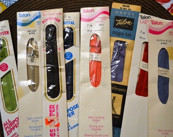 Zippers 7-9  inch In Package Zipper Closures Metal or Nylon Zippers