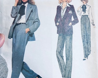 Vogue Paris Original Yves Saint Laurent Vogue 1987 Misses' Jacket, Pants, and Blouse Sewing Pattern Size 10 Bust 32 inches Complete