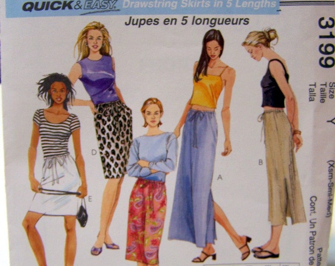 Drawstring Skirt Sewing Pattern Mccall's 3199 Quick & Easy Etsy