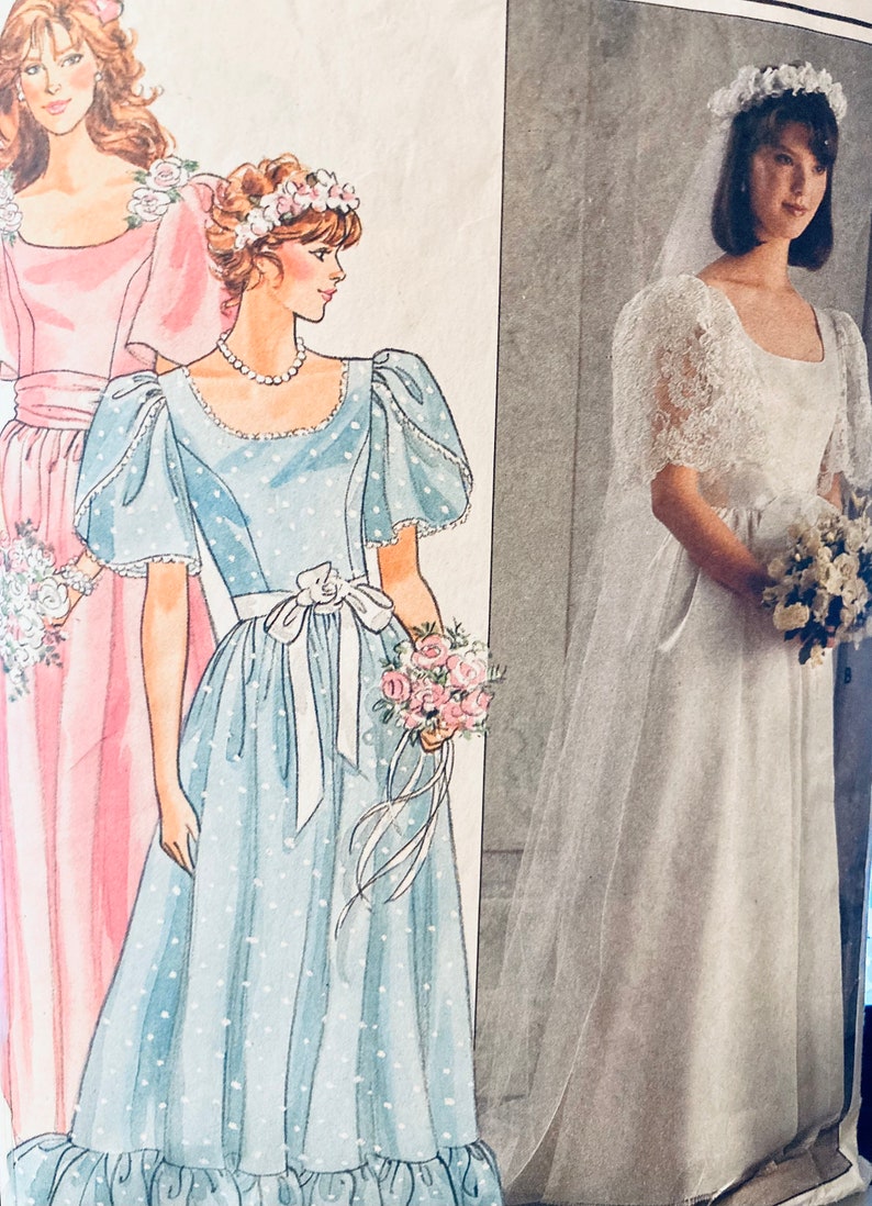 Misses' Bridal and Bridesmaid Gowns Sewing Pattern Butterick 3063 Size 8 Bust 31 inches Complete Uncut image 2