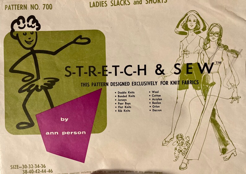 Misses' Slacks and Shorts Sewing Pattern Stretch & Sew 700 Slacks and Shorts Hip 30-46 inches Complete UNCUT image 1