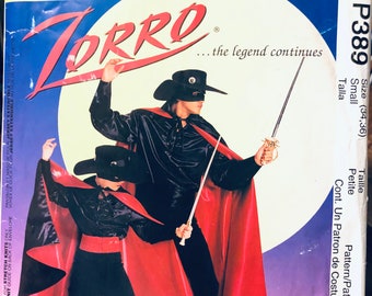 Zorro Costume Sewing Pattern McCall's 389 Men's Zorro Costumes Size 34-36 inches  Uncut Complete FF
