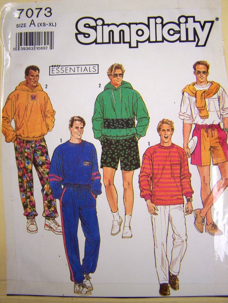 Sewing Pattern Simplicity 7073 Men's Hoodie Pants Shorts Etsy