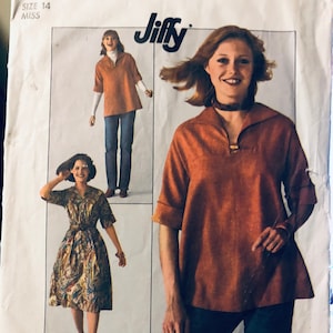 Misses&#39; Jiffy Dress or Top Sewing Pattern Simplicity 7583 Size 14 Bust 36 inches  Complete