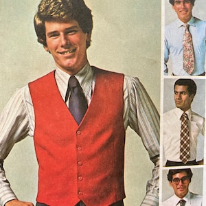 Men's Vest and Necktie Sewing Pattern Simplicity 9745 Chest 40 inches Partially Uncut Complete