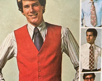 Men's Vest and Necktie Sewing Pattern Simplicity 9745 Chest 40 inches Partially Uncut Complete