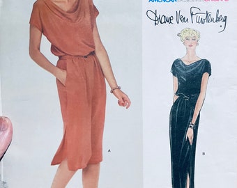 Very Easy Vogue 2333 Misses' Dress, belt Sewing Pattern...American Designer Diane Von Furstenberg Size 10 bust 32 inches Complete with Tag