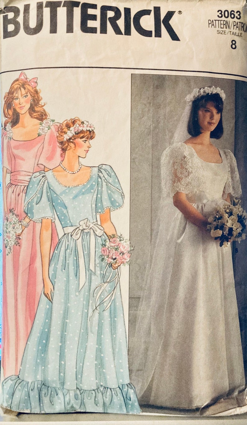 Misses' Bridal and Bridesmaid Gowns Sewing Pattern Butterick 3063 Size 8 Bust 31 inches Complete Uncut image 1