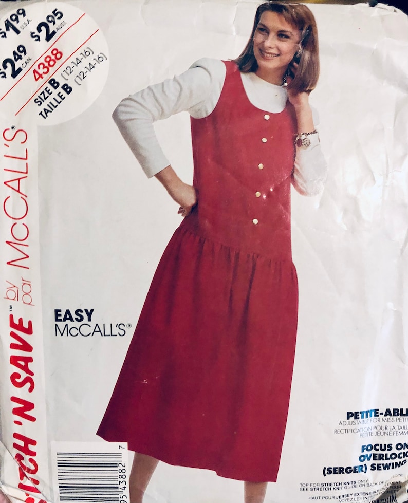 Misses' Jumper and Knit Top Sewing Pattern McCalls 4388 Misses' Size 12-16 Bust 34-38 inches Complete Partially cut to size 16 image 1