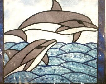 Stained Glass Dolphins Quilt Pattern....Designs by Edna.....27" x 25"....Complete Uncut