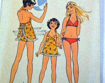 Girls' Swim Suit and Bikini Sewing Pattern Simplicity 6993 Girls' Size 6  Breast 25 inches  Complete