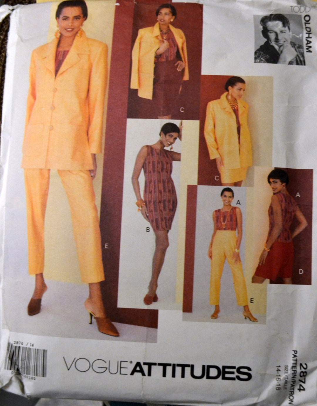 Vogue 2874 Todd Oldham Sewing Pattern: Jacket, Dress, Top, Skirt ...