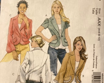 Misses' Unlined Jackets Sewing Pattern McCall's 5327..Misses' size 4-10 Bust 29 to 32 Inches Uncut Complete