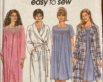 Women's Nightgown and Robe Sewing Pattern Simplicity 7944 Misses' size 26W-32W Bust 48 to 54 Inches Uncut Complete
