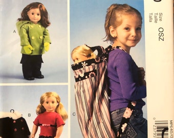 18" Doll Clothes and Backpack Sewing Pattern...McCall's 640...Doll Clothing...  Uncut Complete
