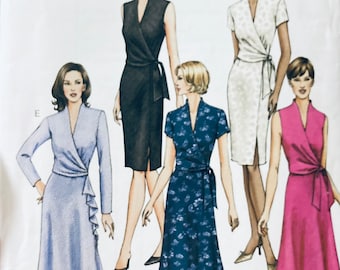 Misses’ Mock Wrap Dress Sewing Pattern Vogue Basic Design 7693 Size 18-22 Bust 40-44 inches  Complete Uncut