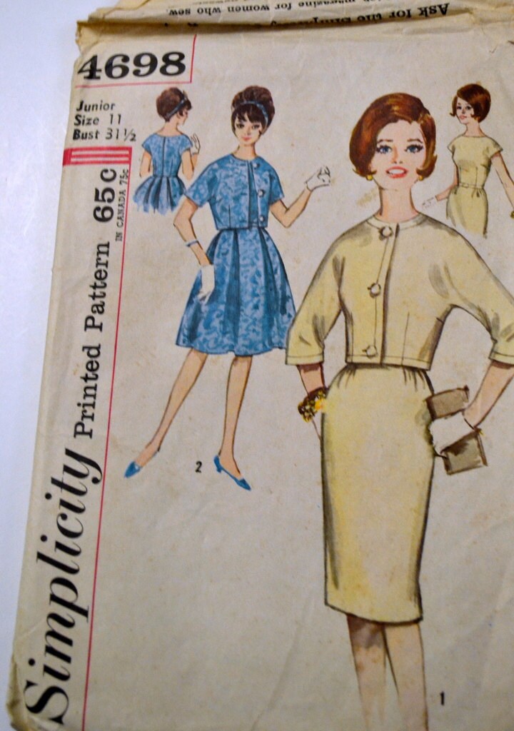 Vintage Pattern Warehouse, vintage sewing patterns, vintage fashion,  crafts, fashion - 1952 Simplicity #3928 Vintage Sewing Pattern, Misses'  Classic Double Breasted Coat Dress Plus Size 16.5