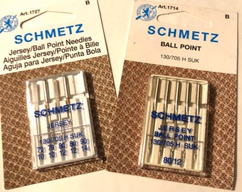 Schmetz Ball Point Needles..,Sewing Machine Needles.. Paquete de 5... Elección de tamaño.... Coser tejidos