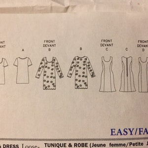 Pattern 9821 Misses' Tunic and Dress Sewing Pattern Vogue 9821 Size 8-12 Bust 30-34 ...