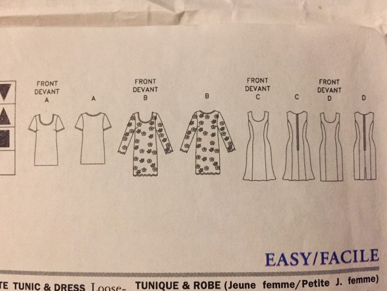 Pattern 9821 Misses' Tunic and Dress Sewing Pattern Vogue 9821 Size 8-12 Bust 30-34 ...