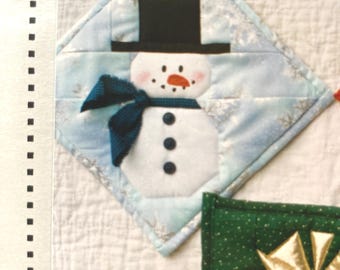 Paper Pieced Pot Holders....Holiday Designs...Santa, Snowman Complete Uncut