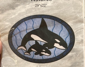 Stained Glass Whales Quilting Pattern Designs by Edna 29" x 22" Complete Uncut