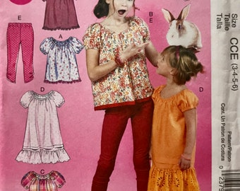 Children's Dress, Tops, and Leggings Sewing Pattern...McCall's 6500...Size 3-6 Chest 22-25 inches  Uncut Complete...Easy to Sew