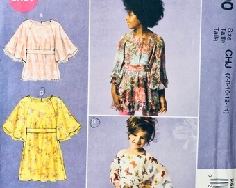 Children's/Girls' Tops, Dresses and Belts Sewing Pattern McCall's 6690 Size 7-14 Chest 26-32 inches Uncut Complete