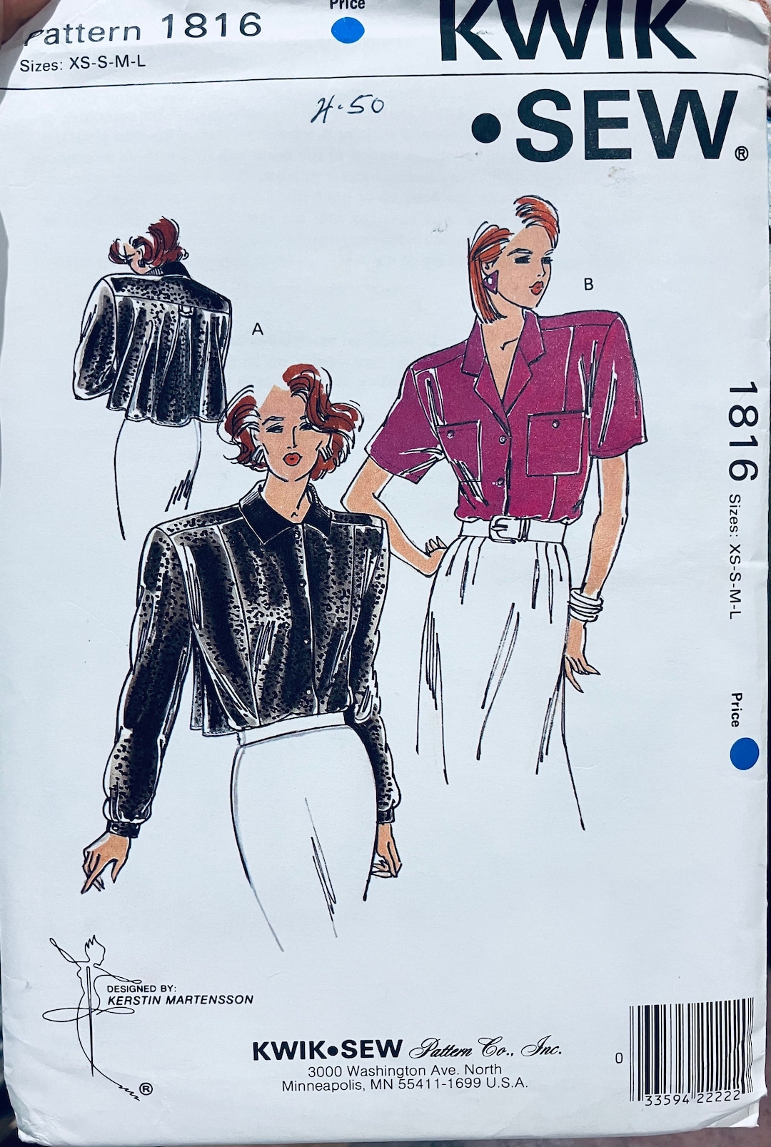 Extended Shoulder Pattern Misses' Blouses With Extended Shoulders 80's Sewing Pattern Kwik Sew ...