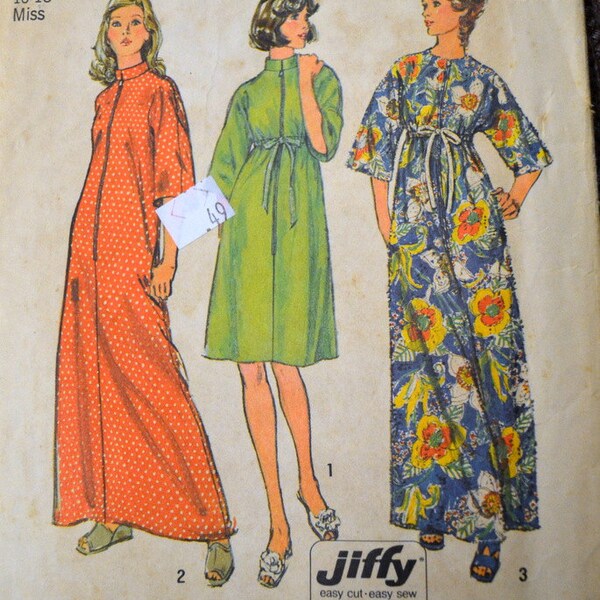 Vintage 70's Sewing Pattern Simplicity 6048 Misses' Jiffy Robe Size Large  Comple