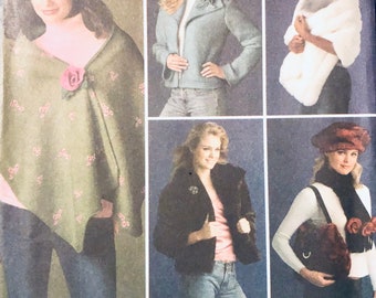 Misses' Jacket, Stole, Scarf, Hat, and Bag Sewing Pattern Simplicity 4355..Easy to Sew size XS-M Bust 30-38 inches  Complete Uncut