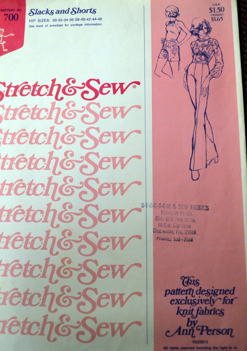 Misses' Slacks and Shorts Sewing Pattern Stretch & Sew 700 Slacks and Shorts Hip 30-46 inches Complete UNCUT image 3