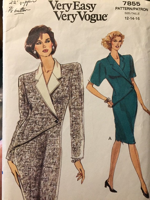 Vintage 90's Dress Sewing Pattern Vogue 7855 Misses' | Etsy