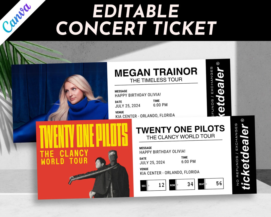Editable Concert Ticket, Concert Ticket Template, Surprise Event Gift