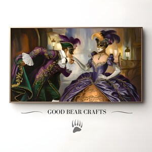Arte digital Casanova Venetian Masquerade, decoração de parede elegante para o Carnaval, impressão barroca, arte de luxo para casa, arte para TV Samsung Frame com tema de Carnaval do Mardi Gras