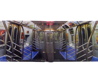 Men&#39;s Wallet - New York Subway, Photography Digitally Printed on Leather