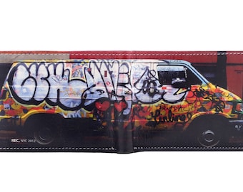 Men&#39;s Wallet - Graffiti Van, Photography Digitally Printed on Leather
