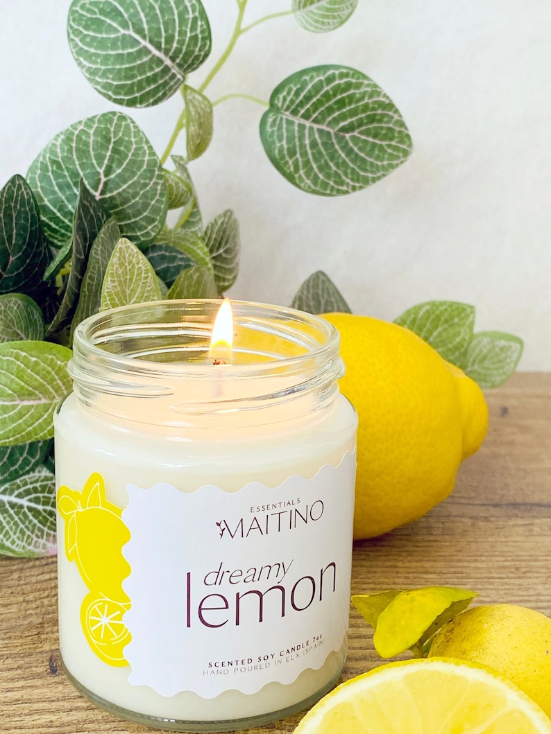 Lemon Scented Soy Candle, 7oz Candle, Spring Summer Candle, Citrus