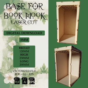 Base for Book Nook. Laser cut file. Forest front detail. Hidden space for electrical installation.
