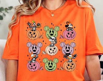 Pumpkin Faces Mickey Shirt, Disney Mickey and Friends Halloween Shirt, Skeleton Mickey and Minnie Shirt, Kids Cute Halloween Tee, Baby Shirt
