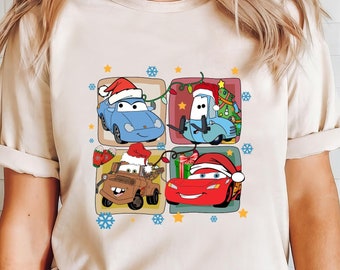 Disney Cars Christmas Santa Shirt, Kids McQueen Christmas Tee, Sally Santa Baby Tee, Disney Winter Holiday Long Sleeve Tee, Mater Xmas Light