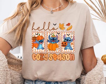 Stitch Cozy Season Shirt, Disney Stitch Fall Shirt, Stitch Pumpkin Shirt, Disneyland Trip Shirt, Cute Fall Season Shirt, Kids Pumpkin Shirt