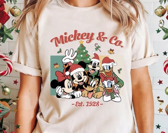 Retro Christmas Mickey and Friends Shirt, Vintage Disney Merry Christmas Tee, Kids Santa Mickey Co. Christmas Tee, Baby Winter Holiday Tee