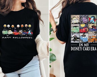 Double Side Cars Halloween Shirt: Happy Hallowheel McQueen Tee, Disney Spooky, Fall Holiday, Disneyland