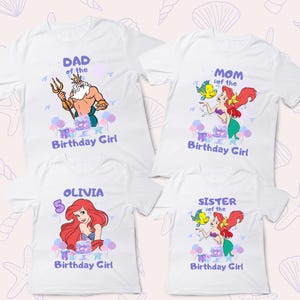 Custom Ariel Birthday Shirt: Princess Family Matching Tees, Age Celebration, Kids Bday Girl Tee