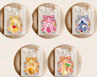 Coquette Winnie The Pooh Shirt: Vintage Floral Frame, Disneyland Matching Shirt