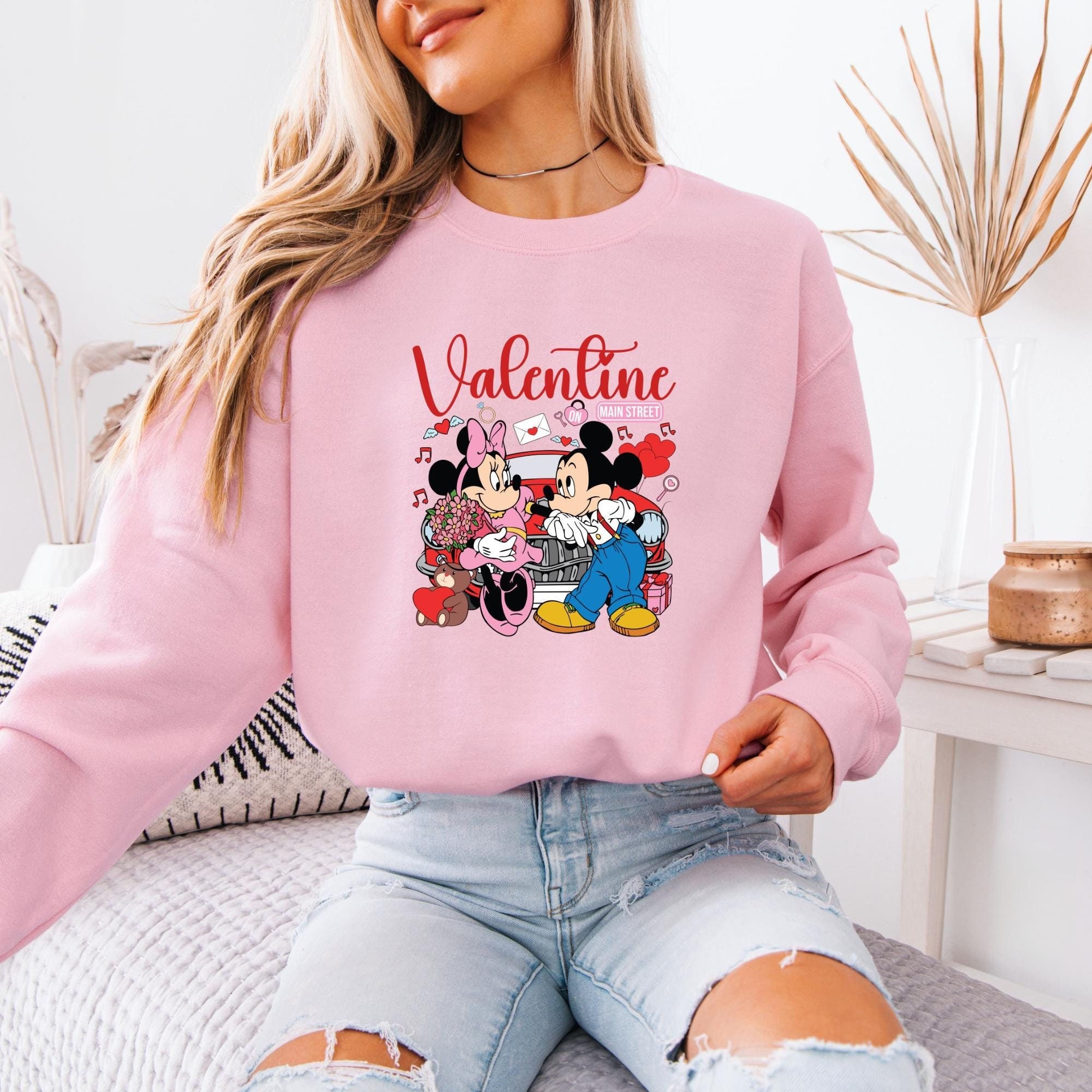 Valentine on Main Street Mickey and Minnie Sweatshirt, Romantic 