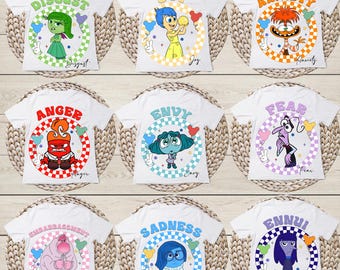 Camiseta de personaje Inside Out 2, camiseta con globo de Disney Emotions, camiseta de sentimientos para niños, camiseta del grupo Intensamente, camiseta linda de Disneyland para bebé, Envy